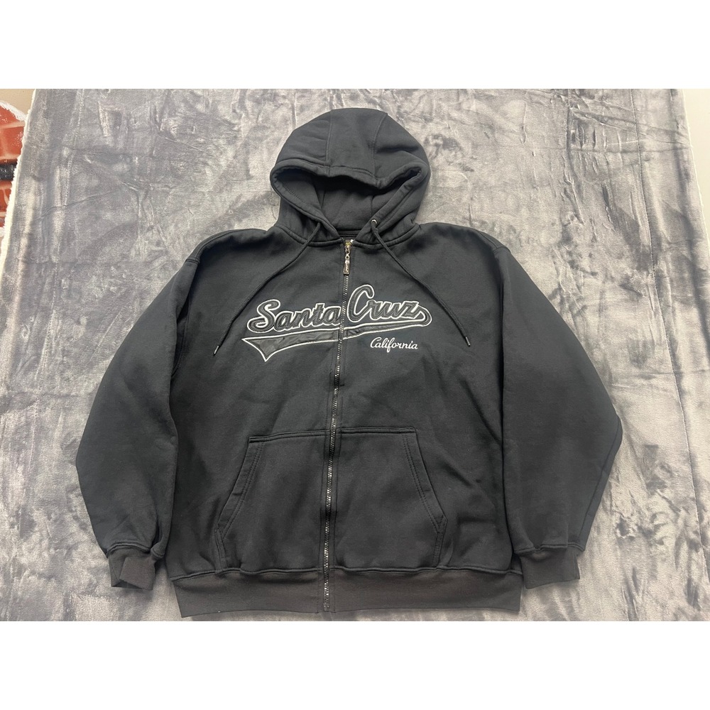 PacBlue Santa Cruz California Zip Hoodie Large‎ Black Graphic Skater Sweatshirt